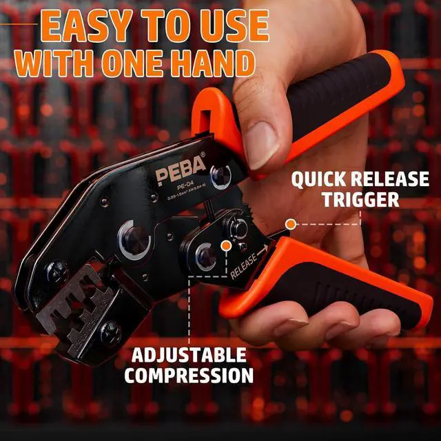 Alt view image 4 of 7 - Open Terminal Connector Crimping Tool Kit, Crimper AWG 24-14 for 0.11", 3/16", 1/4" Male Female Non-Insulated Quick Splice Wire Spade Connector Crimp Terminal - Quick Disconnect Terminal