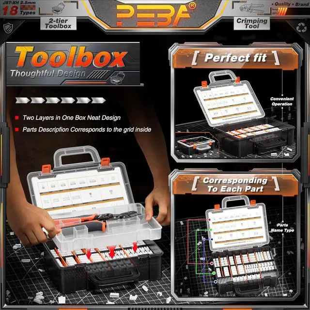 Alt view image 7 of 7 - Micro Connector Pin Crimping Tool 32-20AWG, JST Crimping Tool kit with 18 types 2.5mm JST-XH Connectors, Ratcheting Crimper Wire EDM Cutting Jaw for JST-XH/SM/VH 3.96mm,D-Sub,Open Barrel,Molex