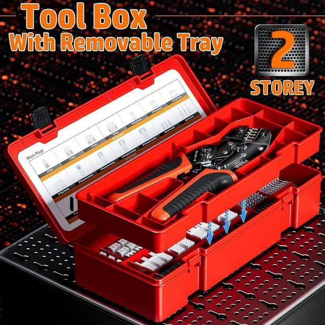 Alt view image 6 of 7 - Crimping Tool Connector Kit, Dupont 2.54mm/JST-XH 2.5mm Connector Kit, 21 Types of Connectors, AWG32-20 Ratcheting Crimper Tool for JST-XH/SM/PH/SYP/RE, Dupont, KF2510, Molex, AMP EI Series, etc