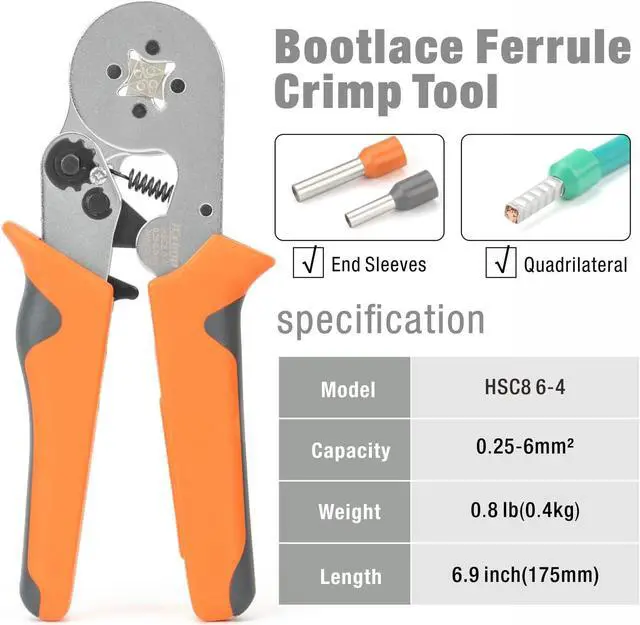 Alt view image 2 of 7 - iCrimp Ferrule Crimping Tool Kit, AWG 23-10 Self-adjustable Ratchet Ferrule Crimper Plier c/w 770End Sleeve Ferrules Connector Terminals on Electrician, Contractors, Repair Support