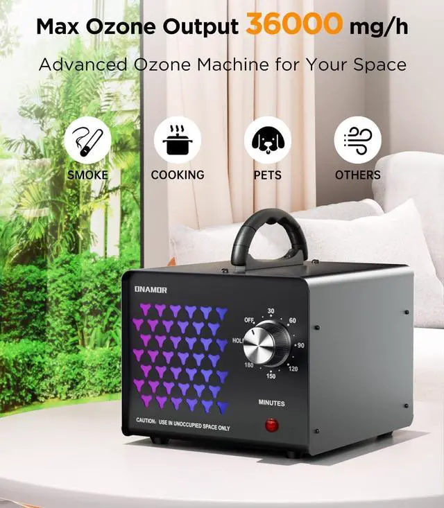 Ozone Generator 15000mg/h, Commercial Ozone Machine Odor Removal Up to 2000+ Sq.Ft, Ozone Generator Odor Eliminator, Ozone Ionizer Deodorizer for Home Ozone Generator, 15000 mg⁄h High Capacity Ozone Machine for Car