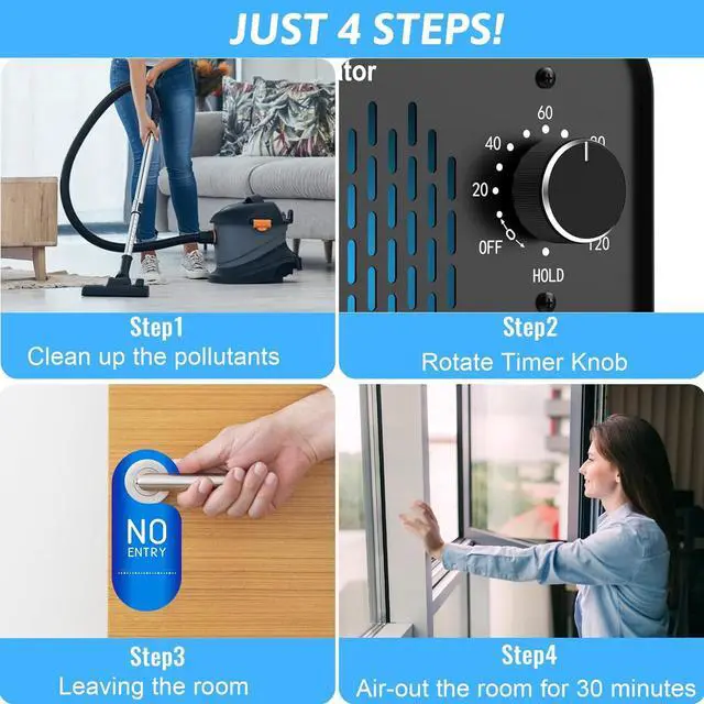 Alt view image 4 of 7 - Ozone Generator 58,000mg/h, Commercial Ozone Machine Odor Removal, High Capacity Ozone Machine, Home Ozone Generator for Car, Home, Smoke, Pet, etc (Black)