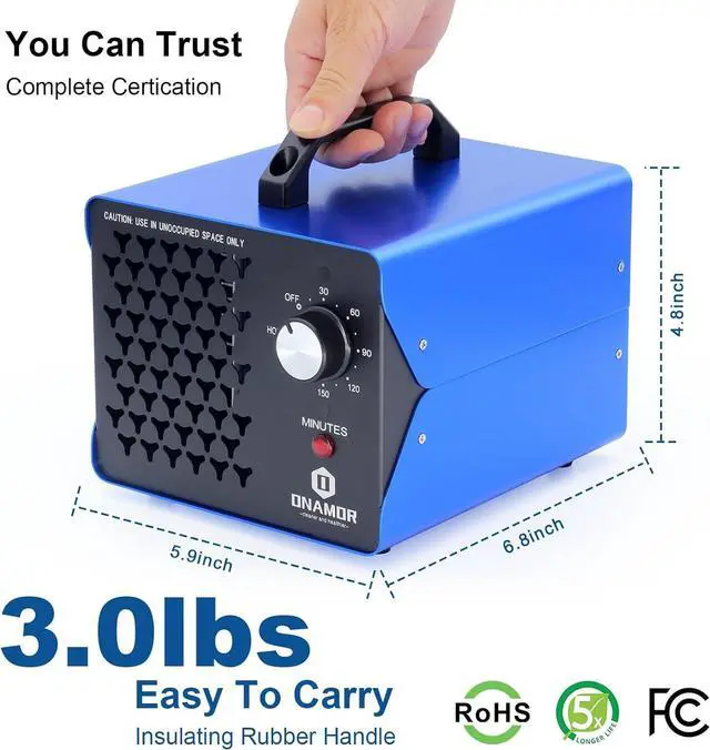 Alt view image 6 of 7 - Ozone Generator 40,000mg/h - Ozone Machine for Home, Smoke, Car, and Pet Room. (Suitable for Area of 7,000 Square Feet) - Blue