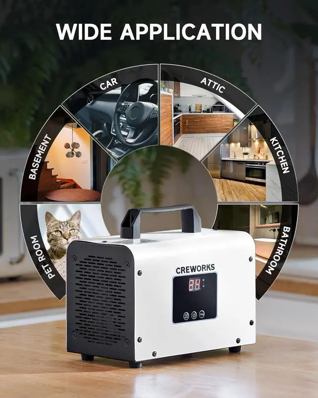 Alt view image 6 of 7 - Digital Ozone Generator, 5000 mg/h High Capacity Ozone Machine for Car Home Smoke Pet Odor Removal, Commercial Ozone Odor Eliminator Air Purifier with Adjustable Settings for 3200 sq ft Room