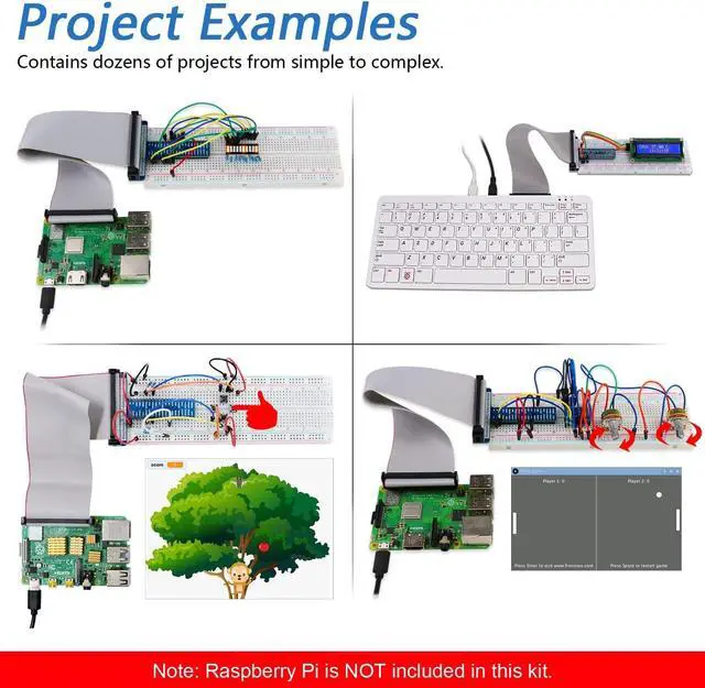 Alt view image 5 of 7 - Ultimate Starter Kit for Raspberry Pi 5 4 B 3 B+ 400, 558-Page Detailed Tutorial, Python C Java Scratch Code, 223 Items, 104 Projects