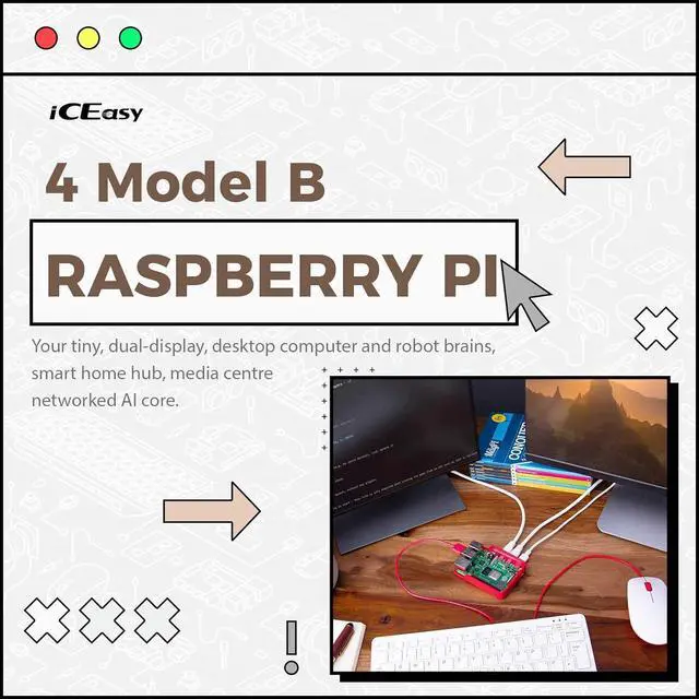 Alt view image 2 of 7 - Raspberry Pi 4 Model B 4GB Kit, Micro computer board, Raspberry Development Board 64-bit 1.5GHz Quad-core Processor with 64GB SD Card, Card Reader, Heat Sink, Power Adapter, HDMI Cable