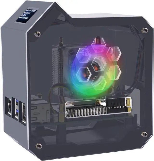 Main image of Mini Tower Kit for Raspberry Pi 5, Pi 5 Case with ICE Tower Cooler, 0.96'' OLED Module, GPIO 1 to 2 Expansion Board for Raspberry Pi 5 8GB 4GB