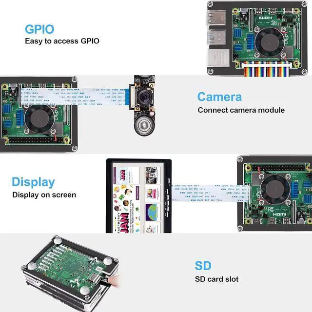 Alt view image 2 of 6 - Raspberry Pi 4 Case with Fan Cooling Pi 4B Case with 5V 3A Power Supply, 4 pcs Aluminum Heatsinks Support Pi 4 Model B 8gb/4gb (No Raspberry Pi Board)