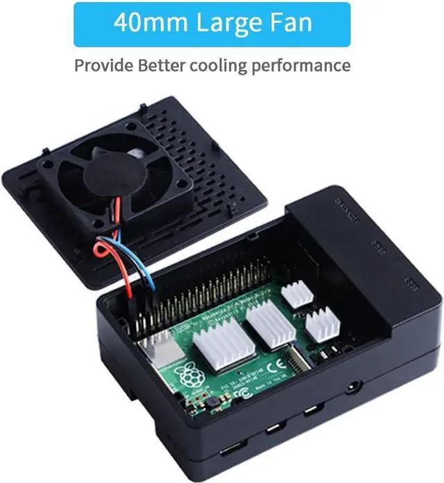 Alt view image 4 of 7 - Case with PWM Fan for Raspberry Pi 4, 18W 5V 3.6A USB-C Power Supply for Raspberry Pi 4, Heatsinks, USB Card Reader, Micro HDMI Cable, Micro HDMI to HDMI Adapter for Raspberry Pi 4 8GB/4GB/2GB
