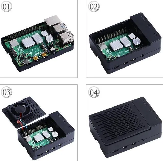 Alt view image 3 of 7 - Case with PWM Fan for Raspberry Pi 4, 18W 5V 3.6A USB-C Power Supply for Raspberry Pi 4, Heatsinks, USB Card Reader, Micro HDMI Cable, Micro HDMI to HDMI Adapter for Raspberry Pi 4 8GB/4GB/2GB