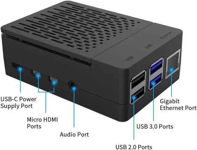 Alt view image 7 of 7 - Case with PWM Fan for Raspberry Pi 4, 18W 5V 3.6A USB-C Power Supply for Raspberry Pi 4, Heatsinks, USB Card Reader, Micro HDMI Cable, Micro HDMI to HDMI Adapter for Raspberry Pi 4 8GB/4GB/2GB
