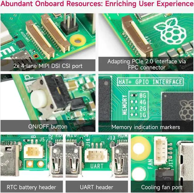 Alt view image 3 of 7 - Raspberry Pi 5 Development Board Kit 4GB/8GB RAM with Official 27W Pi 5 Power Supply 5V5A, Case and Active Cooling Optional, TF Card with Mirror (Pi5-4GB+Official Charger Case Kit)
