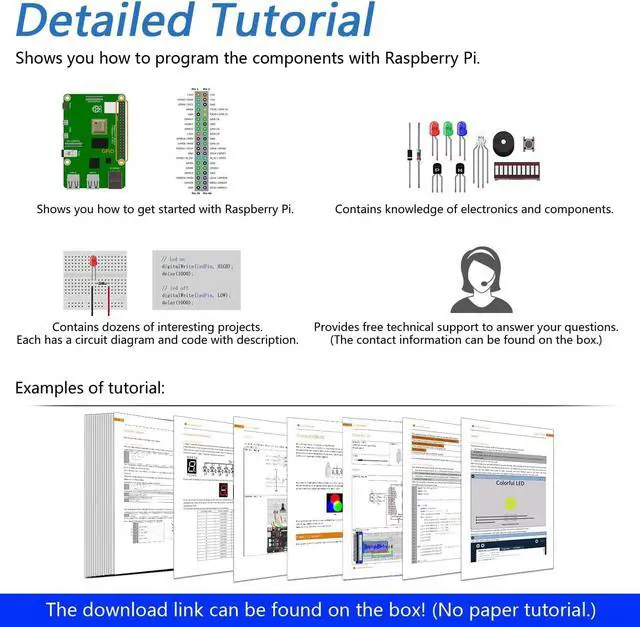 Alt view image 3 of 7 - Complete Starter Kit for Raspberry Pi 5 4 B 3 B+ 400, Python C Java Scratch Code, 708-Page Tutorial, 138 Projects, 386 Items, Camera Speaker Sound Sensor (Raspberry Pi NOT Included)