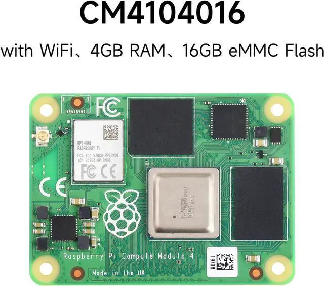 Alt view image 2 of 7 - Pi Compute Module 4 Comes with an Official Raspberry Pi CM4104016 (with Wireless, 4GB RAM, 16GB eMMC Flash), an Antenna Kit and a HEATSINK. (3 Items)