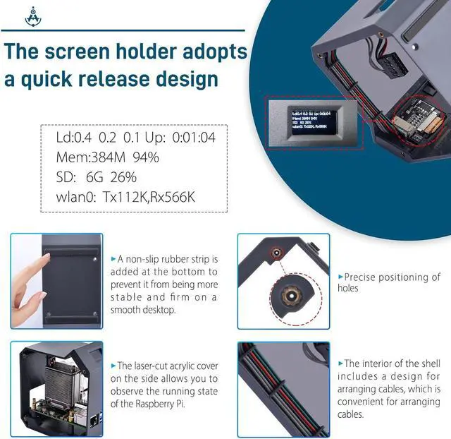 Alt view image 5 of 7 - Mini Tower Kit with 27W Power Supply for Raspberry Pi 5, Pi 5 Case with ICE Tower Cooler, 0.96'' OLED Module, RGB Fan, Heatsink, GPIO Expansion Board for Raspberry Pi 5 8GB 4GB