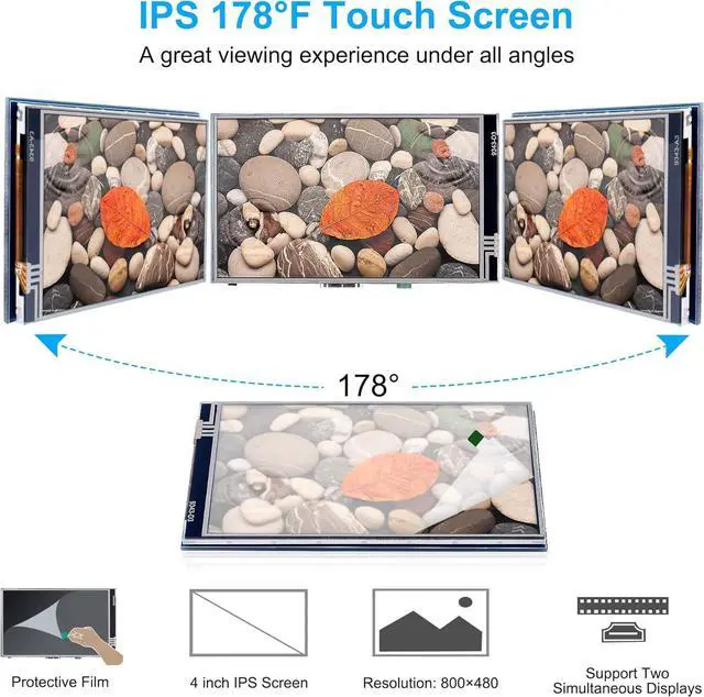 Alt view image 3 of 7 - Raspberry Pi 4 Touchscreen with Case Fan, 4 inch IPS Touch Screen LCD Display, 800x480 HDMI Monitor for RPI 4b 8gb/4gb/2gb with Touch Pen (Support Raspbian/Kali/Octopi/Ubuntu)- No Raspberry Pi