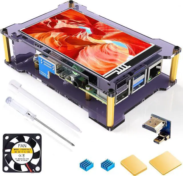 Main image of Raspberry Pi 4 Touchscreen with Case Fan, 4 inch IPS Touch Screen LCD Display, 800x480 HDMI Monitor for RPI 4b 8gb/4gb/2gb with Touch Pen (Support Raspbian/Kali/Octopi/Ubuntu)- No Raspberry Pi
