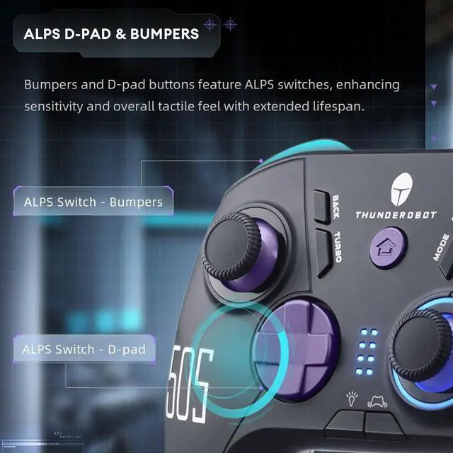Alt view image 3 of 6 - 1000HZ Wireless PC Controller for Windows PC,Switch,IOS&Android,PC Game Controller with Hall Effect Joysticks&Triggers/Gyroscope,6 Programmable Buttons