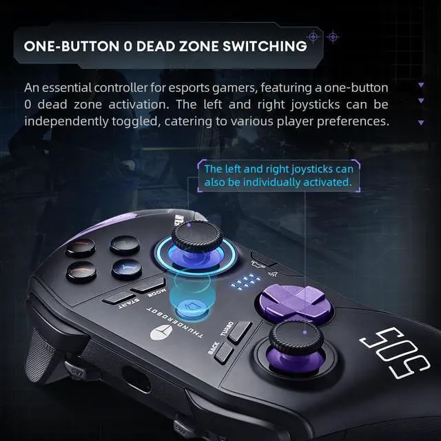 Alt view image 6 of 6 - 1000HZ Wireless PC Controller for Windows PC,Switch,IOS&Android,PC Game Controller with Hall Effect Joysticks&Triggers/Gyroscope,6 Programmable Buttons White
