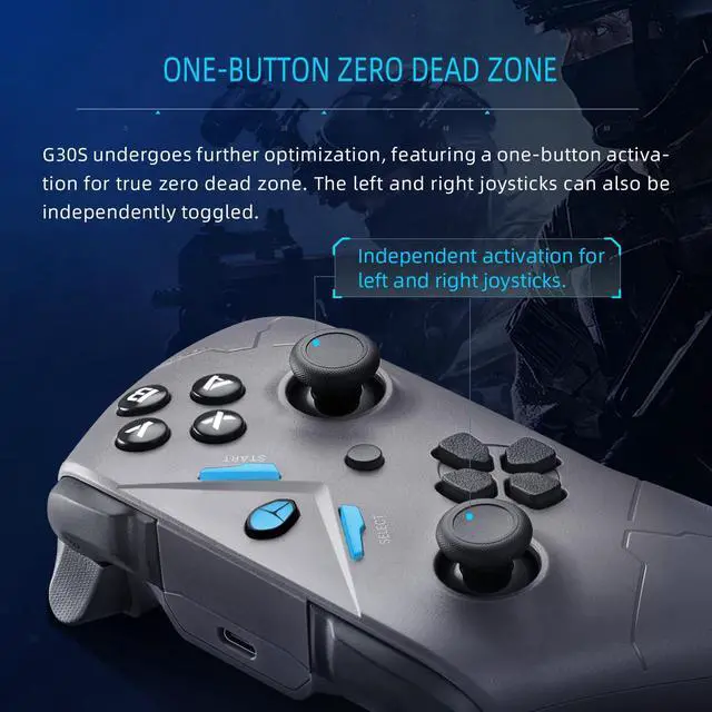 Alt view image 3 of 7 - Thunderobot G30S Wireless PC Controller for Windows PC,Switch,IOS&Android,PC Game Controller with Hall Effect Triggers,Adjustable Height Joystick Black