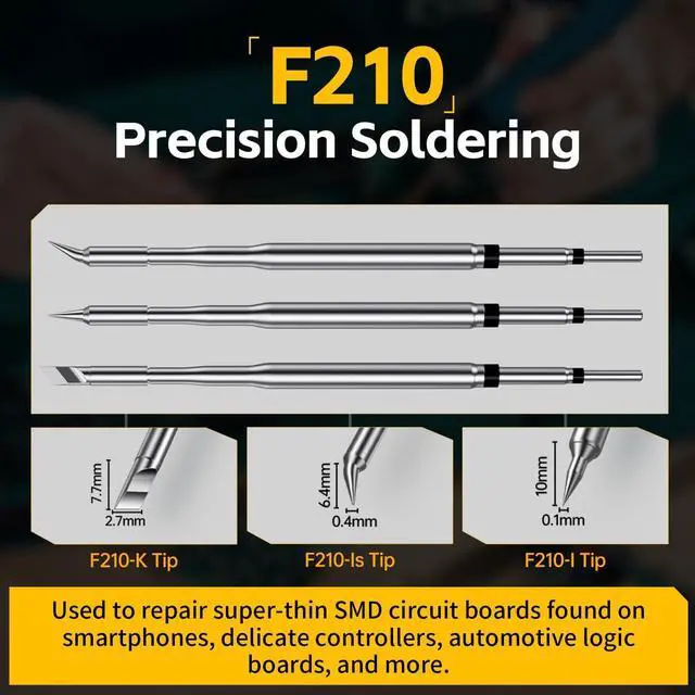 Alt view image 5 of 7 - 200W Precision Digital Soldering Station Kit, with 3 F210 & 6 F245 Soldering Iron Tips and 2 Helping Hands, Temp Value & Curve Mode, 3 Temperature Storage, Full-Color Display