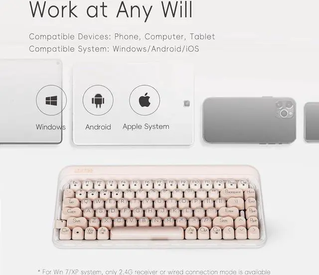 Alt view image 6 of 7 - LOFREE DOT Foundation Mechanical Keyboard, 75% Rechargeable Hot-swappable Keyboards with 3 types Connection for Windows, Mac OS/Pink GATERON Baby Racoon Switches