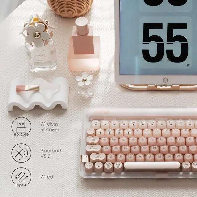 Alt view image 4 of 7 - LOFREE DOT Foundation Mechanical Keyboard, 75% Rechargeable Hot-swappable Keyboards with 3 types Connection for Windows, Mac OS/Pink GATERON Baby Racoon Switches