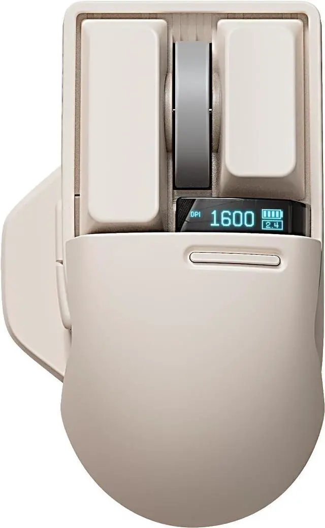 Main image of LOFREE TOUCH PBT Wireless Mouse with USB receiver, Bluetooth, Wired Connection, Rechargeable, 4000 DPI with OLED Screen Compatible with glass surface for Mac Windows PC Notebook/Tofu White