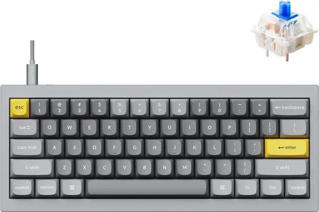 Main image of Wired Custom Mechanical Keyboard, QMK/VIA Programmable Macro, Full Aluminum, Hot-Swappable Gateron G Pro Blue Switch, 60% Layout Double Gasket Compatible with Mac and Windows - Gray
