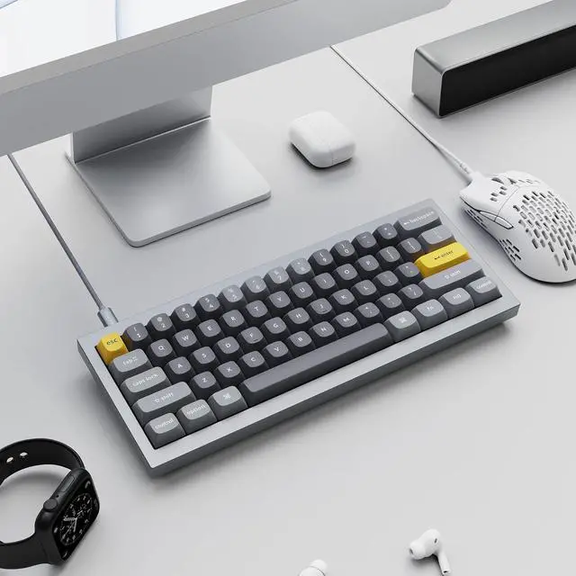 Alt view image 7 of 7 - Wired Custom Mechanical Keyboard, QMK/VIA Programmable Macro, Full Aluminum, Hot-Swappable Gateron G Pro Blue Switch, 60% Layout Double Gasket Compatible with Mac and Windows - Gray