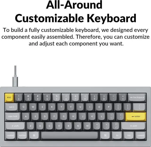 Alt view image 5 of 7 - Wired Custom Mechanical Keyboard, QMK/VIA Programmable Macro, Full Aluminum, Hot-Swappable Gateron G Pro Blue Switch, 60% Layout Double Gasket Compatible with Mac and Windows - Gray