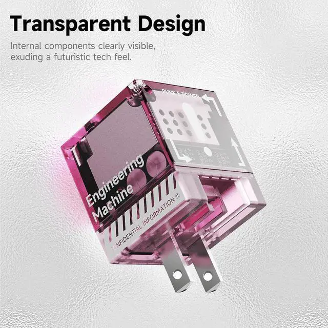 Alt view image 3 of 7 - 35W USB-C Fast Power Adapter - Infinity Stones GaN Charger Plug Block Charging Box Brick, Wall Charger for iPhone 15/15 Plus/15 Pro/15 Pro Max, 14/13/12 Series, Galaxy, Pixel 4/3, iPad (Pink)