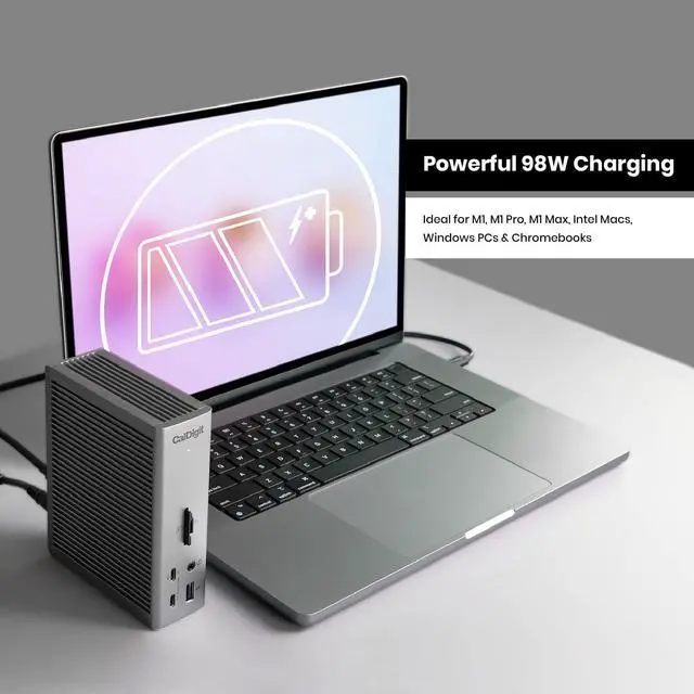 Alt view image 4 of 7 - CalDigit TS4 Thunderbolt 4 Dock - 18 Ports, 98W Charging, 40Gb/s Thunderbolt 4, USB-A/C, 2.5GbE, 8K/6K Displays, Mac/PC/Chrome Compatible