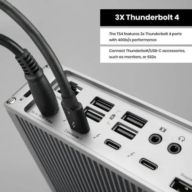Alt view image 6 of 7 - CalDigit TS4 Thunderbolt 4 Dock - 18 Ports, 98W Charging, 40Gb/s Thunderbolt 4, USB-A/C, 2.5GbE, 8K/6K Displays, Mac/PC/Chrome Compatible