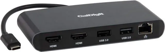 Main image of CalDigit Thunderbolt 3 Mini Dock - Bus Powered, Non Charging, 40Gbs, Dual 4K Display, USB 3.0 & 2.0 and Gigabit Ethernet LAN for Mac and PC, Thunderbolt 4 Compatible (Dual HDMI 2.0, Black)