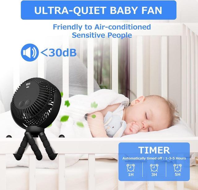 Alt view image 6 of 7 - Stroller Fan - 65Hrs 12600mAh Rechargeable Fan, Timing Car Seat Fan, Portable Clip On Fan, Car Fan for Baby, Battery Operated Fan for Baby Stroller, Peloton, treadmill, Golf Cart, Beach, Bed, Dog