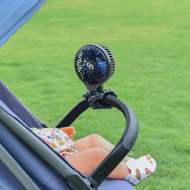 Alt view image 6 of 6 - Mini Handheld Stroller Fan,Personal Portable Car Seat Baby Fan with Flexible Tripod Fix on Stroller,USB or Battery Operated Desk Fan Adjustable 3 Speeds for Travel Treadmill Golf Cart
