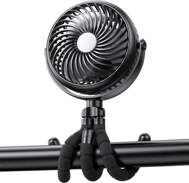 Main image of Car Seat Fan - 5000mAh Battery Operated Baby Stroller Fan with Flexible Tripod - 360 Degree Rotatable Portable Clip on Fan for Tent Crib Golf Cart Bike Treadmill (Black)