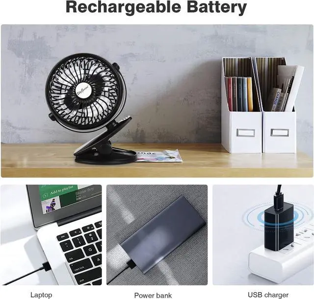 Alt view image 3 of 7 - USB Operated Clip on Mini Desk Fan, Black