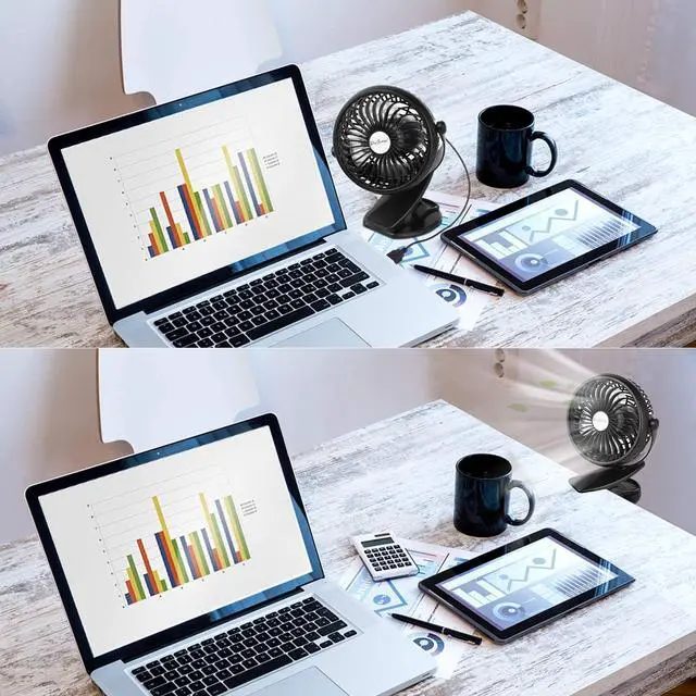 Alt view image 5 of 7 - USB Operated Clip on Mini Desk Fan, Black