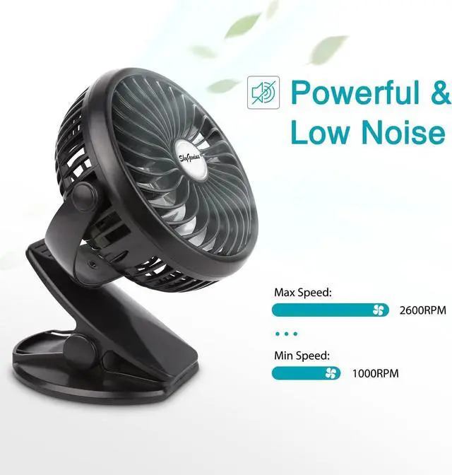 Alt view image 7 of 7 - USB Operated Clip on Mini Desk Fan, Black
