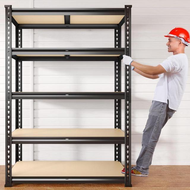 Alt view image 2 of 7 - 2020LBS Storage Shelves 5 Tier Garage Shelving Heavy Duty Adjustable Garage Shelves, Utility Rack Shelf, Shelving Units for Storage Warehouse Pantry Closet, 35.5" W x 11.9" D x 72" H, Black