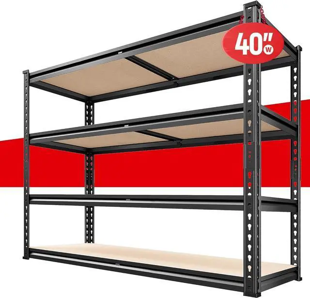 Main image of 40" W Garage Shelving 2000LBS Storage Shelves Heavy Duty Shelving 4 Tier Adjustable Metal Shelves for Garage Shelves Storage Rack Closet Shelving Pantry Shelves Utility Shelf,40" W*20''D*60''H