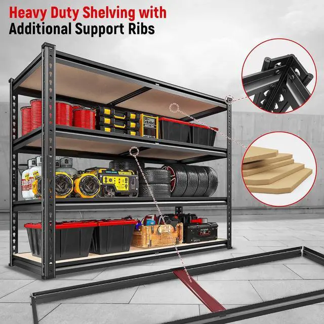 Alt view image 5 of 7 - 40" W Garage Shelving 2000LBS Storage Shelves Heavy Duty Shelving 4 Tier Adjustable Metal Shelves for Garage Shelves Storage Rack Closet Shelving Pantry Shelves Utility Shelf,40" W*20''D*60''H