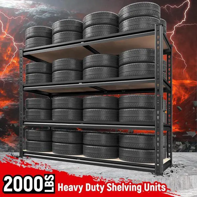 Alt view image 4 of 7 - 40" W Garage Shelving 2000LBS Storage Shelves Heavy Duty Shelving 4 Tier Adjustable Metal Shelves for Garage Shelves Storage Rack Closet Shelving Pantry Shelves Utility Shelf,40" W*20''D*60''H