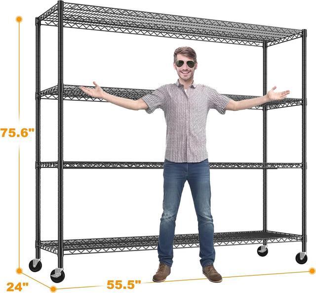 Alt view image 3 of 7 - Storage Shelves 75.6" H Wire Shelving Unit with Wheels 2500LBS Heavy Duty Metal Shelves for Storage Adjustable Garage Storage Rack Pantry Shelf Commercial Shelving, 75.6" H X 55.5''W X 24" D