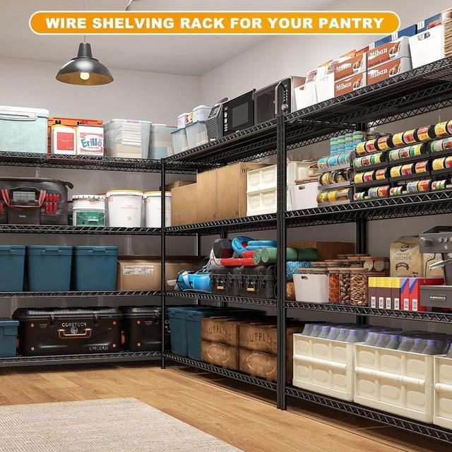 Alt view image 4 of 7 - Storage Shelves 75.6" H Wire Shelving Unit with Wheels 2500LBS Heavy Duty Metal Shelves for Storage Adjustable Garage Storage Rack Pantry Shelf Commercial Shelving, 75.6" H X 55.5''W X 24" D