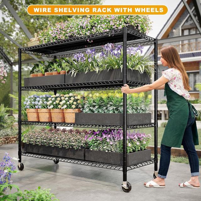 Alt view image 2 of 7 - Storage Shelves 75.6" H Wire Shelving Unit with Wheels 2500LBS Heavy Duty Metal Shelves for Storage Adjustable Garage Storage Rack Pantry Shelf Commercial Shelving, 75.6" H X 55.5''W X 24" D