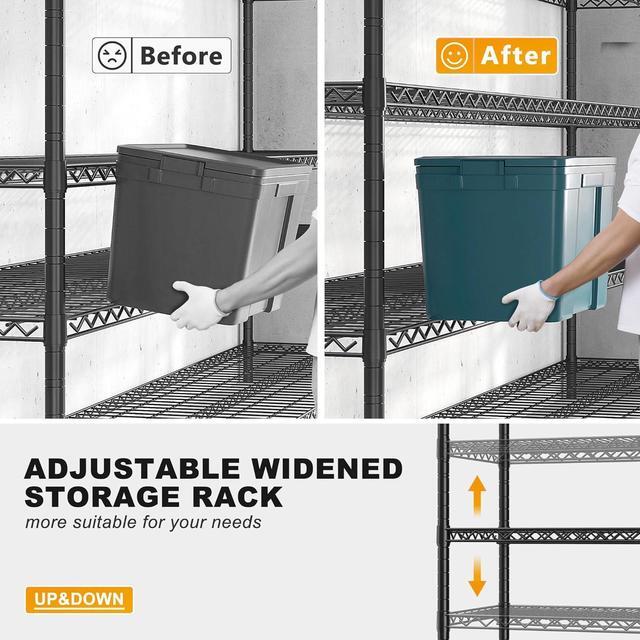 Alt view image 7 of 7 - Storage Shelves 75.6" H Wire Shelving Unit with Wheels 2500LBS Heavy Duty Metal Shelves for Storage Adjustable Garage Storage Rack Pantry Shelf Commercial Shelving, 75.6" H X 55.5''W X 24" D