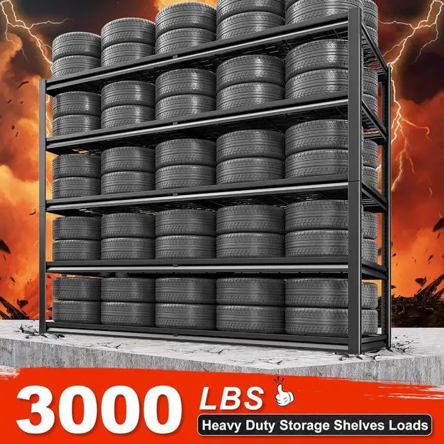 Alt view image 4 of 7 - 78" H Garage Shelving 3000LBS Heavy Duty Garage Storage Shelves Adjustable 5 Tier Metal Shelving Unit for Storage Rack Storage Shelves Industrial Storage Rack Shelf,55.2" W x 26" D x 78" H